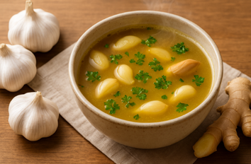 9 Best Immunity-Boosting Drinks (Benefits + Best Time to Drink) 10 garlic ginger herbal soup antiviral immunity drink for winter and flu relief